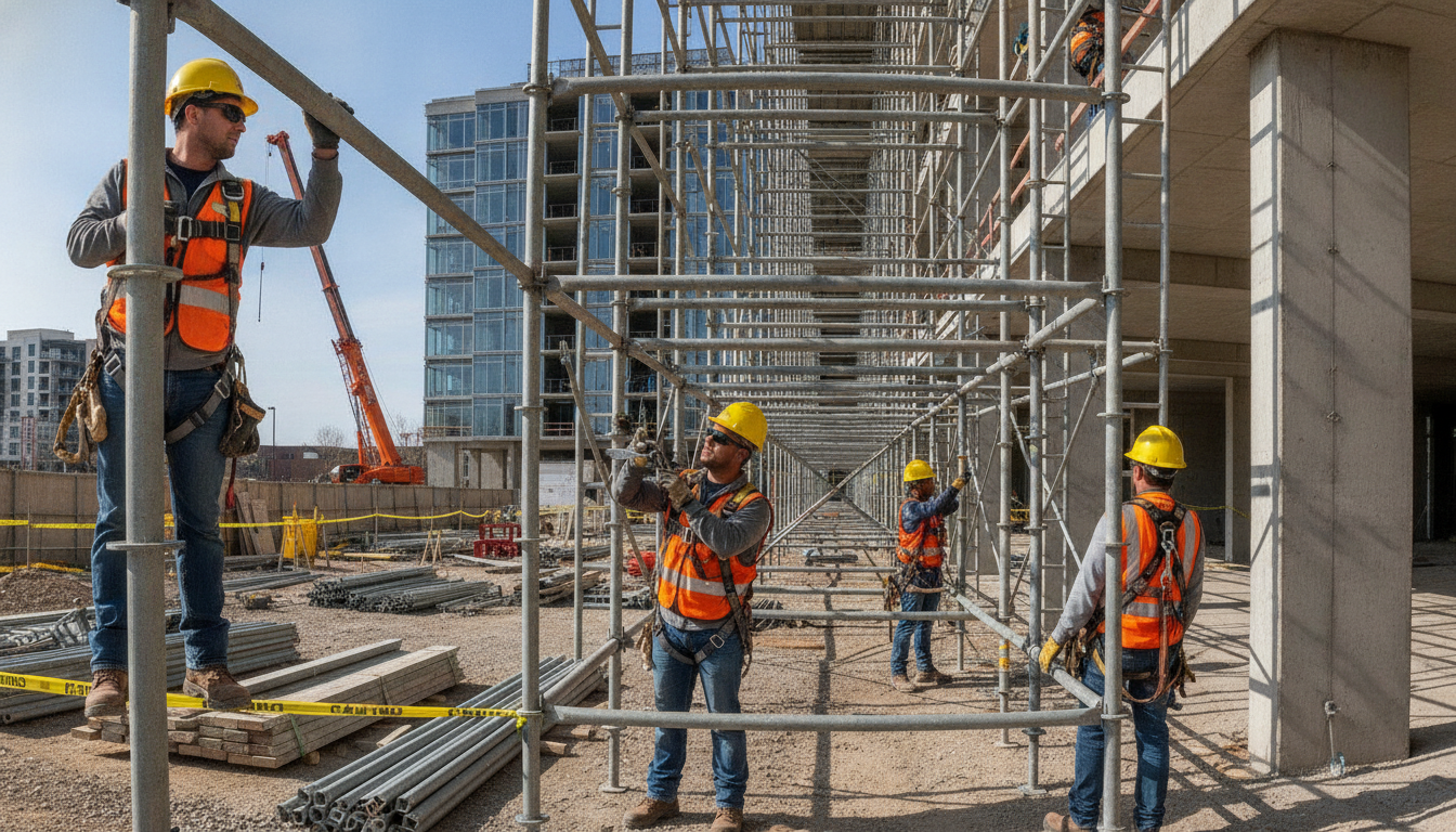Trabajadores capacitados en montaje de andamios